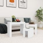 vidaXL Măsuțe de cafea suprapuse, 3 buc. , alb, PAL (808540) Masa de cafea