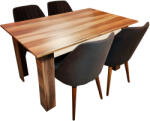 Alpino Set masa pal melaminat maro cu 4 scaune Tuval tapitate cu material textil negru