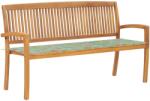 vidaXL Bancă de grădină stivuibilă cu pernă, 159 cm, lemn masiv de tec (3063318) - comfy