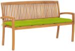 vidaXL Bancă de grădină stivuibilă cu pernă, 159 cm, lemn masiv de tec (3063332) - comfy
