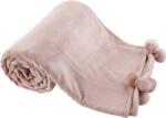 TEMPO KONDELA TEMPO-KONDELA LUANG, pătură de pluş cu pompoane, roz pudră, 150x200 cm Patura