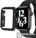 Okosóra szilikon szíj és műanyag védő keret - 208mm hosszú, 9H edzett üveg előlap védő is! - FEKETE - APPLE Watch Series 7 (41mm) / Series 8 (41mm) / Series 9 (41mm)
