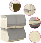 vidaXL Set cutii depozitare stivuibile, 3 buc. , gri și crem, țesătură (332892)