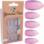 W7 Kit 24 Unghii False W7 Glamorous Nails, Pink Bell, cu adeziv inclus si pila de unghii