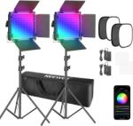 Neewer Kit 2 Panouri Neewer RGB 530 LED, trepiezi 200 cm inclusi, 2x difuzor softbox pentru lumina + geanta transport