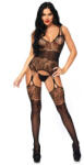 Leg Avenue Catsuit Sexy Cu Dantela Strappy Rose, Negru, Marime Universala