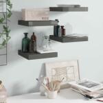 vidaXL Rafturi de perete, 4 buc. , gri extralucios, 23x23, 5x3, 8 cm, MDF (323783) Raft