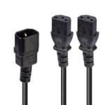 Lindy Cablu de alimentare IEC C14 la 2 x C13 2m Negru, Lindy L30039 (L30039)