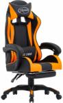 vidaXL Scaun racing suport picioare portocaliu/negru piele ecologică (287992)