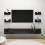 vidaXL Rafturi de perete, 4 buc. , negru extralucios, 40x11, 5x18 cm (807312) Raft