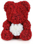 Aranjamente florale - Ursulet trandafiri de spuma cu inima, in cutie cadou cu funda, 40 cm Rosu