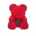 Aranjamente florale - Ursulet din trandafiri de spuma, in cutie cadou cu funda, 40 cm Rosu
