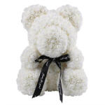 Aranjamente florale - Ursulet din trandafiri de spuma, in cutie cadou cu funda, 40 cm White