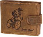 GreenDeed kerékpár mintás barna férfi bőr pénztárca (BICR08/T BROWN)