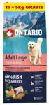 ONTARIO ONTARIO Adult Large 7 Fish & Rice 15+5kg GRATIS