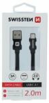 SWISSTEN Cablu de date Swissten USB-C Quick Charge 3A 2m Negru împletit