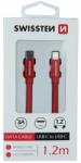 SWISSTEN Cablu de date Swissten USB-C / USB-C 1.2m Roșu împletit