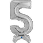 Grabo Balon folie cifra 5 argintiu Stand Up 64 cm