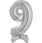 Grabo Balon folie cifra 9 argintiu Stand Up 64 cm