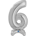 Grabo Balon folie cifra 6 argintiu Stand Up 64 cm