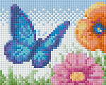 Pixelhobby Pixel szett 1 normál alaplappal, színekkel, pillangó virágokkal (801333)