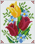 Pixelhobby Pixel szett 1 normál alaplappal, színekkel, tulipánok (801078)