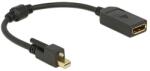 Delock 62638 mini Displayport csavarral apa - Displayport anya adapter - Fekete (B01522NQE2)