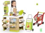 Smoby Set magazin Fructe-Legume Organic Fresh Market Smoby cu geantă de cumpărături și cărucior cu alimente (SM350227-4)