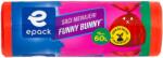 Epack Funny Bunny szemeteszsák, 60 l, 60 x 71 cm + 16 cm, 15 darab/tekercs, Piros