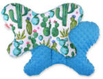 BabyLion Prémium Minky pillangó párna - Kék - kaktuszok - pindurka