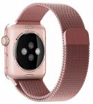 Utángyártott iKi Apple Watch 45mm / 44mm / 42mm milánói fém szíj - rózsaszín