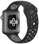 Utángyártott iKi Apple Watch 45mm / 44mm / 42mm lélegző Sport szilikon szíj - fekete/szürke