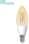 Homeflow Bec LED Wireless Homeflow B-5007, E14, 4.5W, 400lm, dimabil, filament, lumina calda, Control de pe telefonul mobil (B-5007)