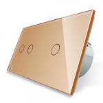 Livolo Intrerupator dublu + simplu cu touch Livolo din sticla auriu, VL-C702/C701-13 (VL-C702/C701-13)