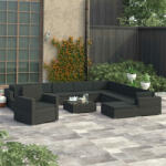 vidaXL Set mobilier de grădină cu perne, 12 piese, negru, poliratan (46750)