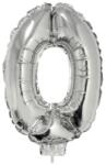 Funny Fashion 0 szám alakú fólia lufi, ezüst, 41, 6 cm