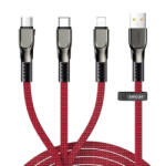JOYROOM 3in1 kábel USB - Lightning / Lightning / USB-C 3.5A 1.3m, piros (S-1335K4)