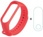 gigapack Szilikon keret (egyedi méret, szilikon szíj + full screen öntapadós PET képernyővédő fólia) PIROS Xiaomi MI Band 3, Xiaomi MI Band 4 (GP-78921)