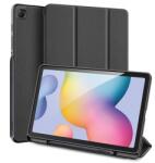 Dux Ducis DOMO tok álló, bőr hatású (aktív FLIP, oldalra nyíló, TRIFOLD S Pencil tartó, textil minta) FEKETE Samsung Galaxy Tab S6 Lite 10.4 WIFI (SM-P610) 2020, Samsung Galaxy Tab S6 Lite 10 (GP-95837)