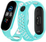  Xiaomi Mi Band 3/4/5/6 szilikon szíj, menta/fehér