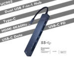  USB-C multifunkciós dokkolóállomás USB-C-ről HDMl+SD/TF+USB x 2+USB-C+PD dokkolásra