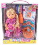 Magic Toys Szőkehajú baba étkészlettel kiegészítőkkel és hanggal