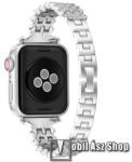  Okosóra szíj - rozsdamentes acél, csatos, strasszkővel díszített, 189mm hosszú - EZÜST - Apple Watch Series 1/2/3 42mm / 4/5/6/SE 44mm / 7/8 45mm / Ultra 49mm
