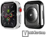  Okosóra műanyag védő tok / keret - ÁTLÁTSZÓ - Strassz kővel díszített - APPLE Watch Series 7 (45mm) / Series 8 (45mm) / Series 9 (45mm)
