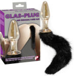 You2Toys Dop Anal Din Sticla Cu Coada De Blana, Auriu, 12 Cm