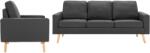 vidaXL Set de canapele, 2 piese, gri închis, material textil (3056625) Canapea