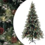 vidaXL Brad de Crăciun cu LED-uri&conuri de pin verde&alb 225cm PVC&PE (3094566)