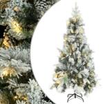 vidaXL Brad de Crăciun cu zăpadă & LED-uri & conuri, 225 cm, PVC&PE (3094562)