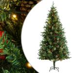 vidaXL Brad de Crăciun cu LED-uri & conuri de pin, verde 225 cm PVC&PE (3094558)