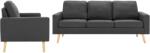 vidaXL Set de canapele, 2 piese, gri închis, material textil (3056635) Canapea